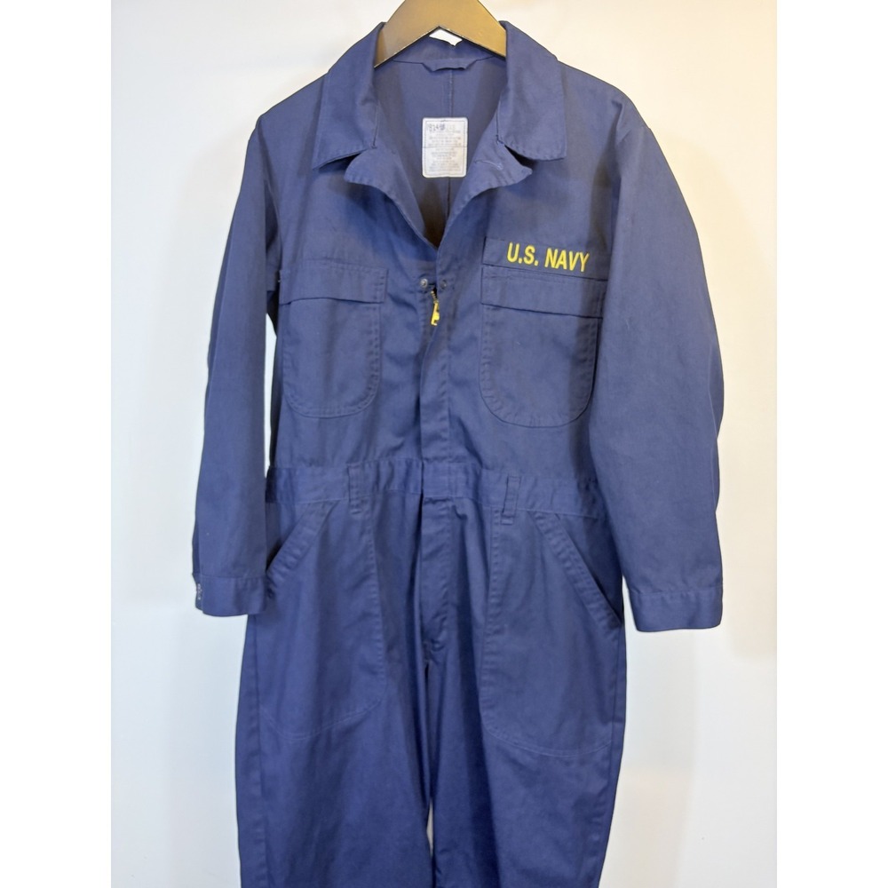 US Navy Utility Coveralls Blue Gold Embroidered Logo Utility Military USA 42 XS